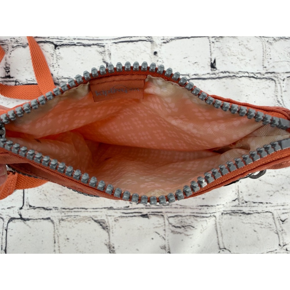 Kipling Orange Crinkle Nylon‎ Small Multi-Pocket Crossbody Bag Adjustable Strap - Picture 5 of 5